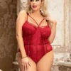 Body rouge grande taille en dentelle (1) Body rouge grande taille en dentelle