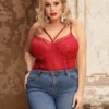 Body rouge grande taille en dentelle (2) Body rouge grande taille en dentelle