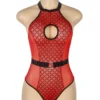 Body rouge résille scintillante et dos transparent (8) Body rouge résille scintillante et dos transparent