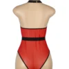 Body rouge résille scintillante et dos transparent (9) Body rouge résille scintillante et dos transparent