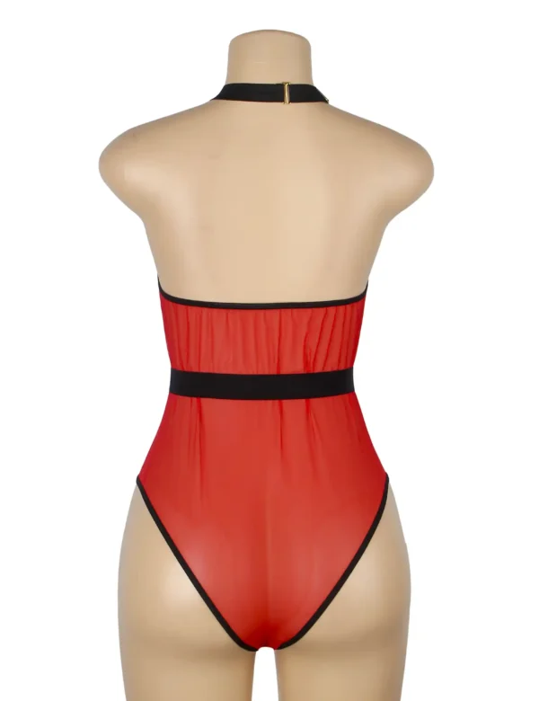 Body rouge résille scintillante et dos transparent (9) Body rouge résille scintillante et dos transparent