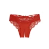 Culotte dentelle dos lacé et entrejambe ouvert rouge (2) Culotte dentelle dos lacé et entrejambe ouvert