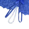 Culotte dentelle entrejambe ouvert et perles bleu (6) Culotte dentelle entrejambe ouvert et perles