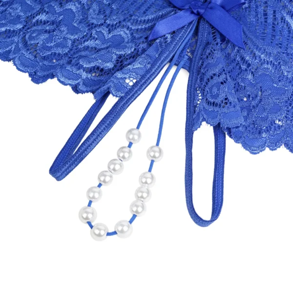 Culotte dentelle entrejambe ouvert et perles bleu (6) Culotte dentelle entrejambe ouvert et perles