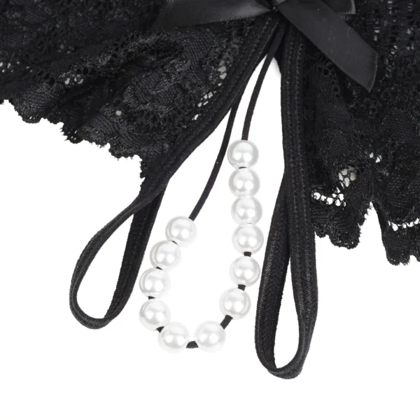 Culotte dentelle entrejambe ouvert et perles noir (6) Culotte dentelle entrejambe ouvert et perles