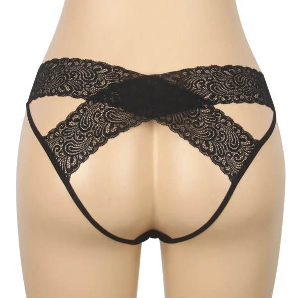 Culotte dos ouvert à bandes croisées noir. (1) Culotte dos ouvert à bandes croisées