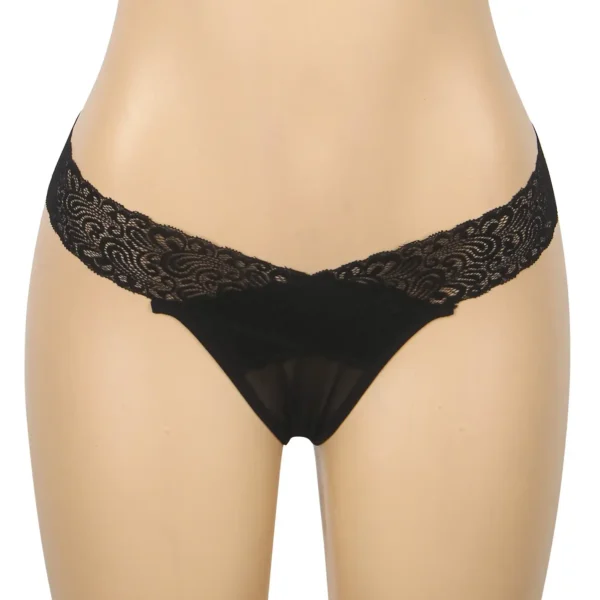 Culotte dos ouvert à bandes croisées noir. (2) Culotte dos ouvert à bandes croisées