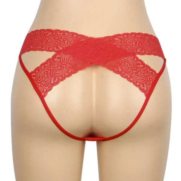 Culotte dos ouvert à bandes croisées rouge (2) Culotte dos ouvert à bandes croisées
