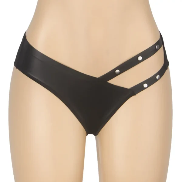 Culotte effet cuir à doubles brides et rivets (4) Culotte effet cuir à doubles brides et rivets