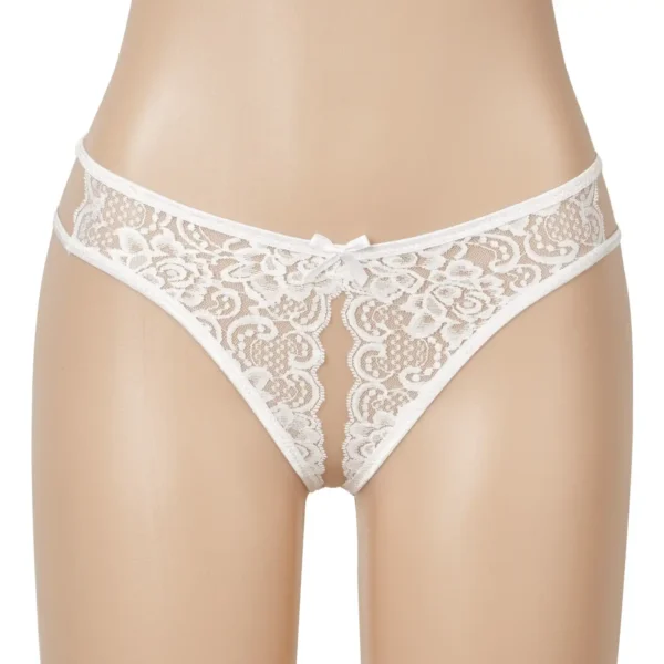Culotte en dentelle à double fentes blanc (4) Culotte en dentelle à double fentes