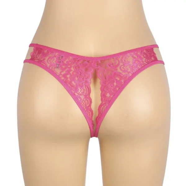 Culotte en dentelle à double fentes rose (1) Culotte en dentelle à double fentes