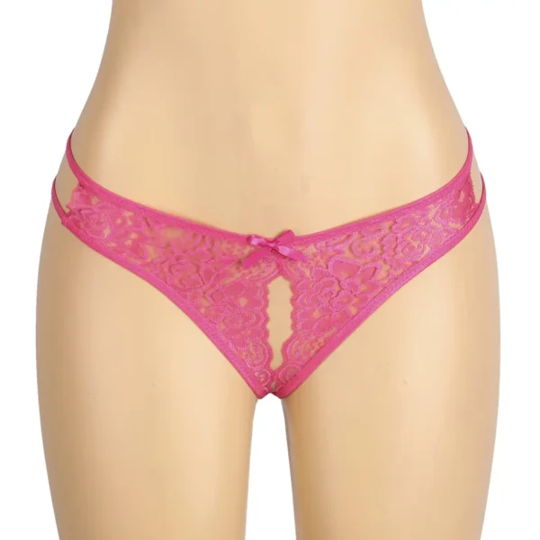 Culotte en dentelle à double fentes rose (2) Culotte en dentelle à double fentes