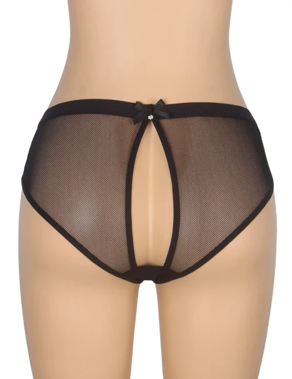 Culotte en résille dos ouvert et bijou noir (4) Culotte en résille dos ouvert et bijou