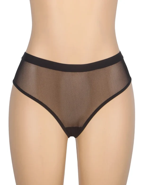Culotte en résille dos ouvert et bijou noir (5) Culotte en résille dos ouvert et bijou