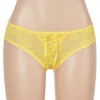 Culotte fendue à lacets en dentelle jaune (2) Culotte fendue à lacets en dentelle