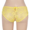 Culotte fendue à lacets en dentelle jaune (3) Culotte fendue à lacets en dentelle