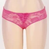 Culotte fendue à lacets en dentelle rose (1) Culotte fendue à lacets en dentelle