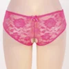 Culotte fendue à lacets en dentelle rose (2) Culotte fendue à lacets en dentelle