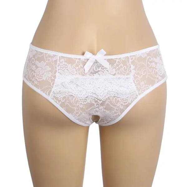 Culotte fendue à volant en dentelle blanc (3) Culotte fendue à volant en dentelle