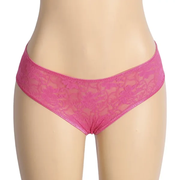 Culotte fendue à volant en dentelle rose (2) Culotte fendue à volant en dentelle