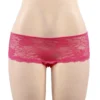 Culotte ouverte en dentelle à dos lacé rose (2) Culotte ouverte en dentelle à dos lacé