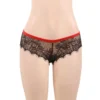 Culotte ouverte en dentelle noire et rouge (2) Culotte ouverte en dentelle noire et rouge