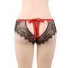 Culotte ouverte en dentelle noire et rouge (3) Culotte ouverte en dentelle noire et rouge