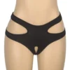 Culotte sexy à découpes et entrejambe ouvert noir (4) Culotte sexy à découpes et entrejambe ouvert