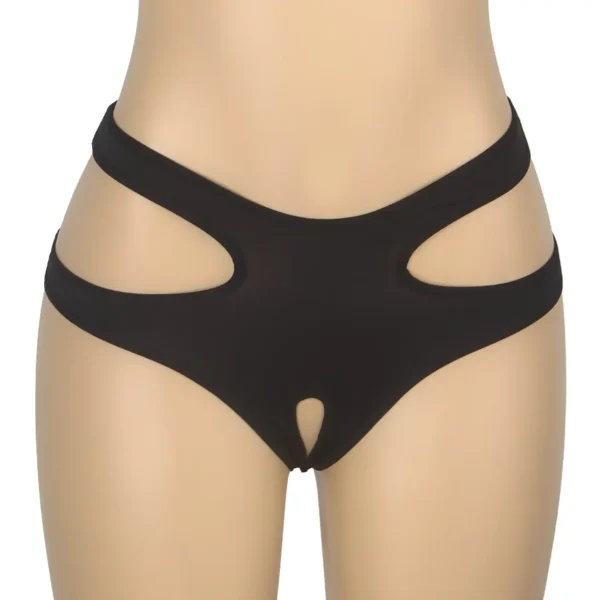 Culotte sexy à découpes et entrejambe ouvert noir (4) Culotte sexy à découpes et entrejambe ouvert