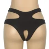 Culotte sexy à découpes et entrejambe ouvert noir (5) Culotte sexy à découpes et entrejambe ouvert