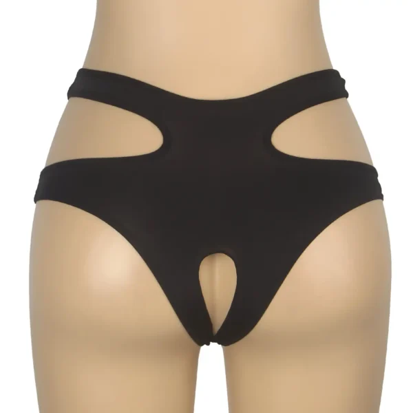 Culotte sexy à découpes et entrejambe ouvert noir (5) Culotte sexy à découpes et entrejambe ouvert