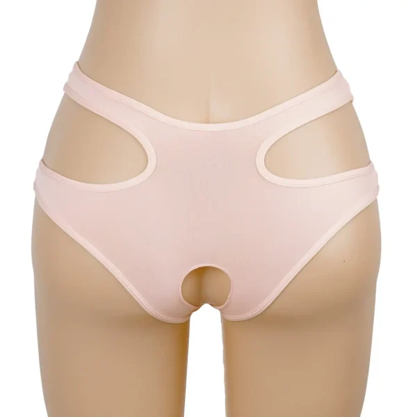Culotte sexy à découpes et entrejambe ouvert rose (6) Culotte sexy à découpes et entrejambe ouvert