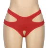 Culotte sexy à découpes et entrejambe ouvert rouge (2) Culotte sexy à découpes et entrejambe ouvert
