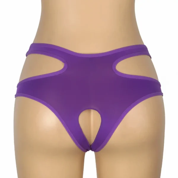 Culotte sexy à découpes et entrejambe ouvert violet (4) Culotte sexy à découpes et entrejambe ouvert
