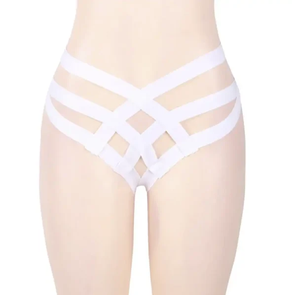 Culotte sexy à lanières croisées blanc (2) Culotte sexy à lanières croisées
