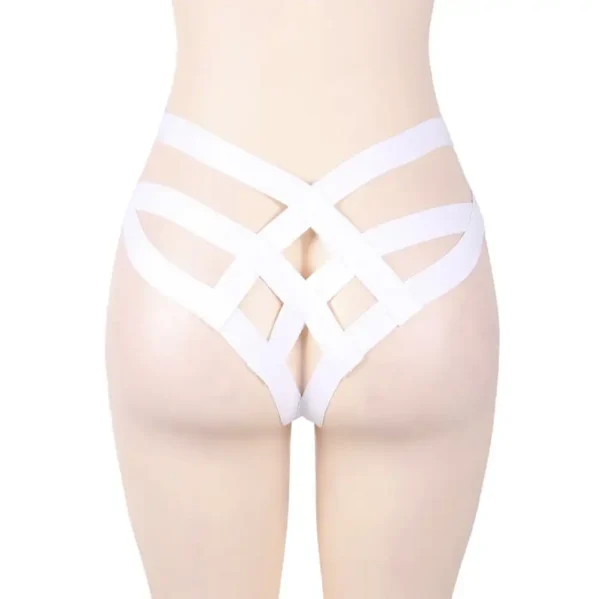 Culotte sexy à lanières croisées blanc (3) Culotte sexy à lanières croisées