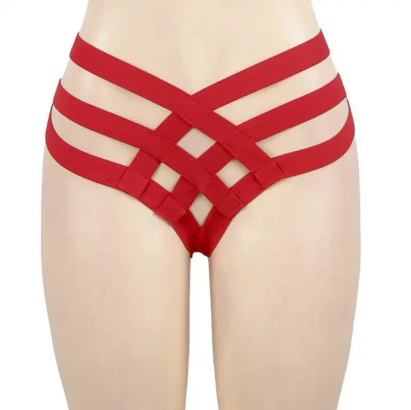 Culotte sexy à lanières croisées rouge (2) Culotte sexy à lanières croisées