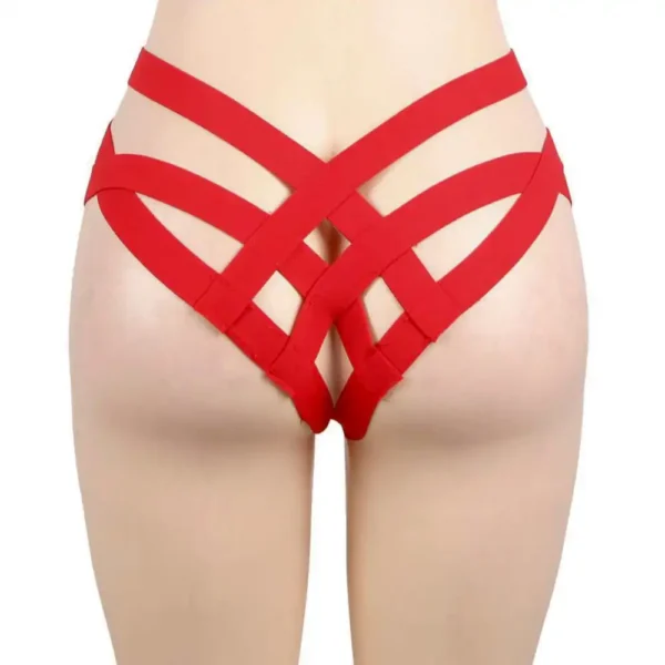 Culotte sexy à lanières croisées rouge (3) Culotte sexy à lanières croisées