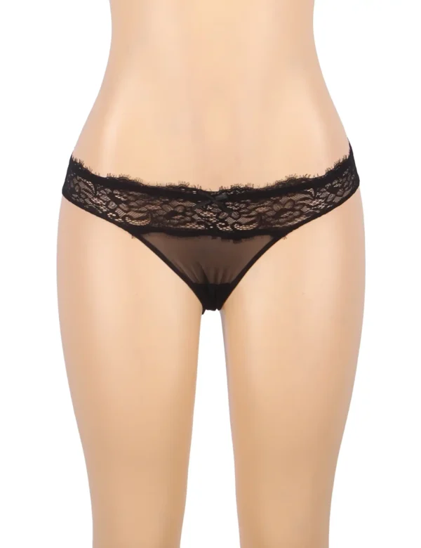 Culotte sexy dos ouvert à doubles lanières (noir) (4) Culotte sexy dos ouvert à doubles lanières