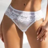 Culotte tanga en dentelle florale blanc (2) Culotte tanga en dentelle florale