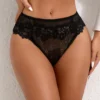 Culotte tanga en dentelle florale noir (4) Culotte tanga en dentelle florale