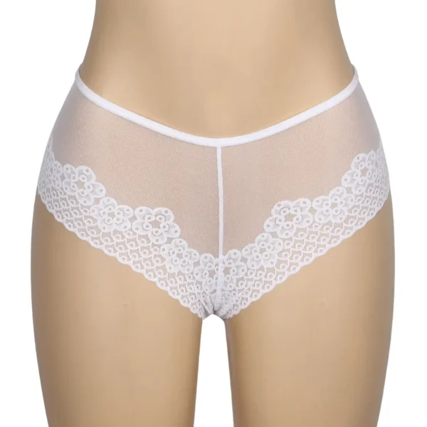 Culotte transparente résille et fleurs blanc (6) Culotte transparente résille et fleurs