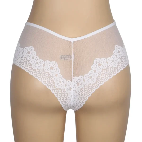 Culotte transparente résille et fleurs blanc (7) Culotte transparente résille et fleurs