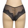 Culotte transparente résille et fleurs noir (6) Culotte transparente résille et fleurs