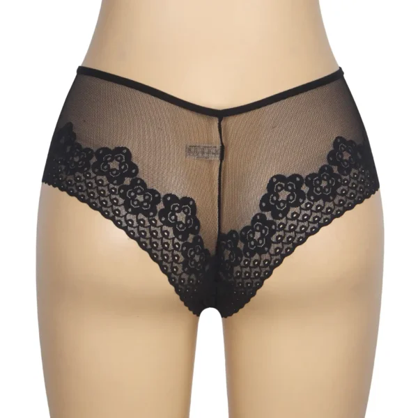 Culotte transparente résille et fleurs noir (6) Culotte transparente résille et fleurs