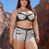 Ensemble lingerie bleu ciel boutons et chaînes dorées (1) Ensemble lingerie bleu ciel boutons et chaînes dorées