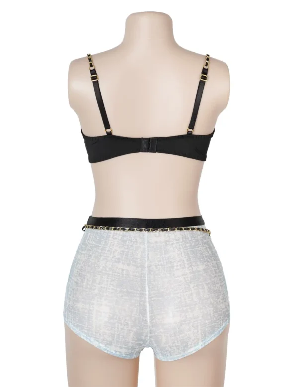 Ensemble lingerie bleu ciel boutons et chaînes dorées (3) Ensemble lingerie bleu ciel boutons et chaînes dorées