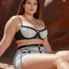 Ensemble lingerie bleu ciel boutons et chaînes dorées (4) Ensemble lingerie bleu ciel boutons et chaînes dorées