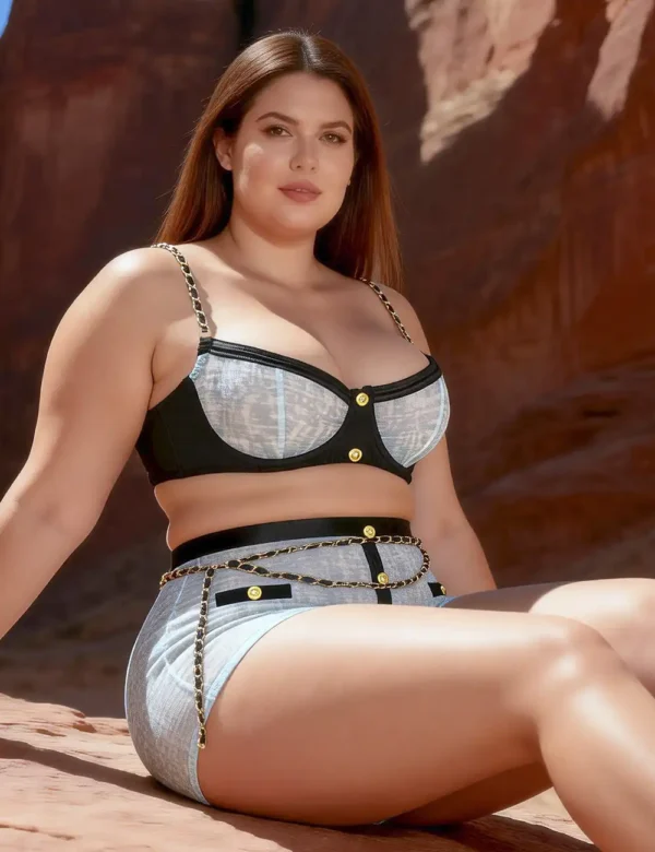 Ensemble lingerie bleu ciel boutons et chaînes dorées (4) Ensemble lingerie bleu ciel boutons et chaînes dorées