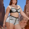 Ensemble lingerie bleu ciel boutons et chaînes dorées (6) Ensemble lingerie bleu ciel boutons et chaînes dorées
